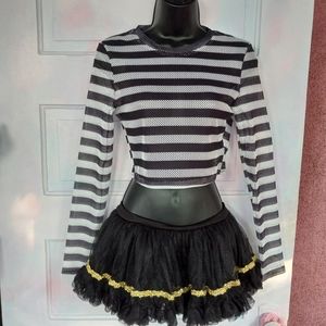 Striped fishnet mall goth royal bones top! So dope! Nwot!